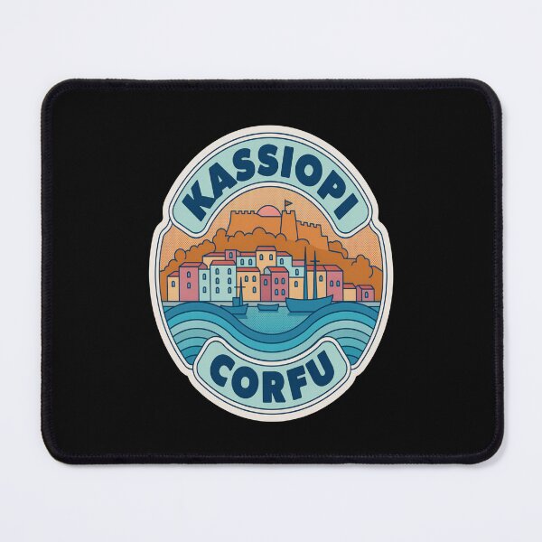 Item preview, Kassiopi Vintage Travel Sticker – Retro Corfu Harbour & Fortress Illustration designed and sold by stickercuffs.