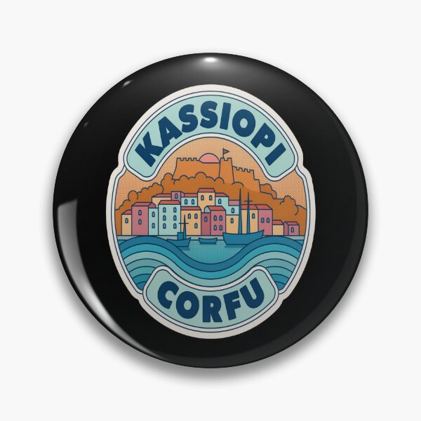 Item preview, Kassiopi Vintage Travel Sticker – Retro Corfu Harbour & Fortress Illustration designed and sold by stickercuffs.