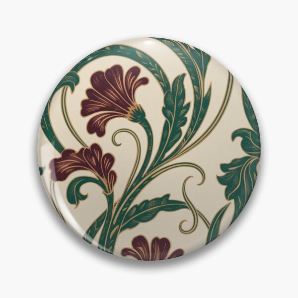 Item preview, Elegant Art Nouveau Floral Pattern | Dark Green Maroon Vines Seamless Repeat designed and sold by Midnight Veil Designs.