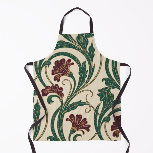 Item preview, Elegant Art Nouveau Floral Pattern | Dark Green Maroon Vines Seamless Repeat designed and sold by Midnight Veil Designs.