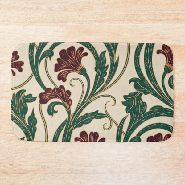 Item preview, Elegant Art Nouveau Floral Pattern | Dark Green Maroon Vines Seamless Repeat designed and sold by Midnight Veil Designs.