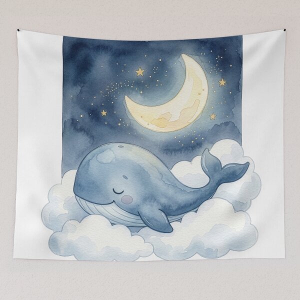 Item preview, Sleeping Whale Under Moon Watercolor designed and sold by Rutvain.