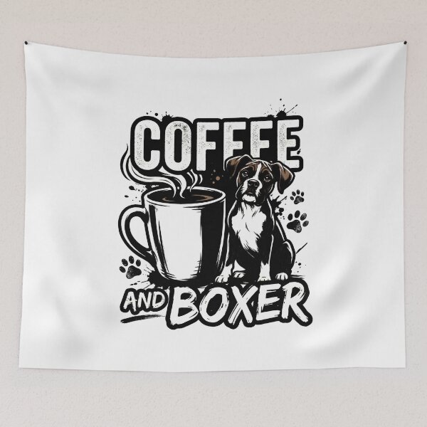 Item preview, Powered By Coffee And Boxer Funny Boxer Dog Lover Retro Design designed and sold by get55shirt.