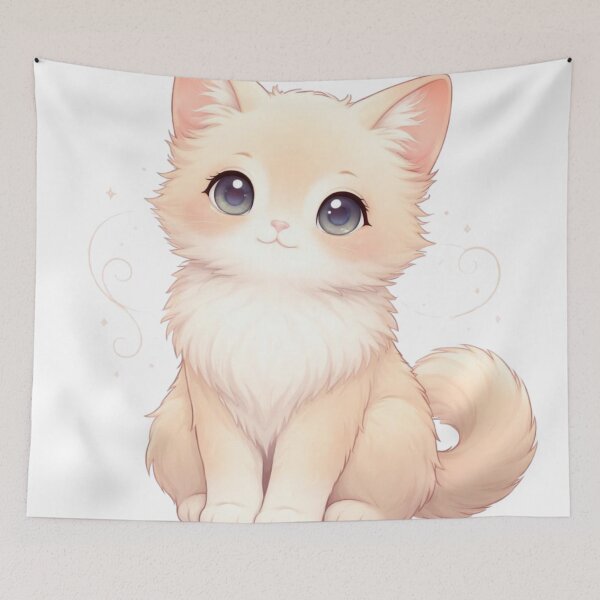 Item preview, Fluffy Cream Cat Kawaii designed and sold by PurrfectClubArt.