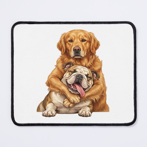 Item preview, Cute Golden Retriever Hugging A Bulldog designed and sold by TeeARTHY.