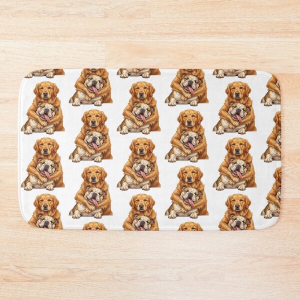Item preview, Cute Golden Retriever Hugging A Bulldog designed and sold by TeeARTHY.