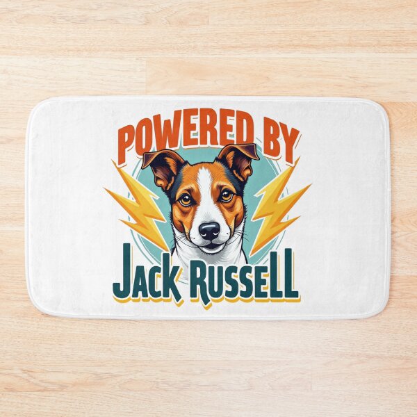 Item preview, Jack Russell Terrier with Powered By Jack Russell text and lightning bolts designed and sold by Prints by Mat.