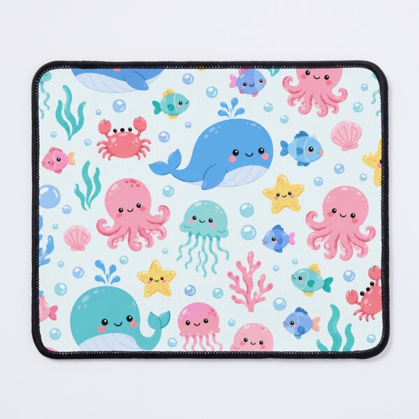 Item preview, Kawaii Ocean Sea Creature Cute Seamless Pattern Print designed and sold by Inkworksbyshery.