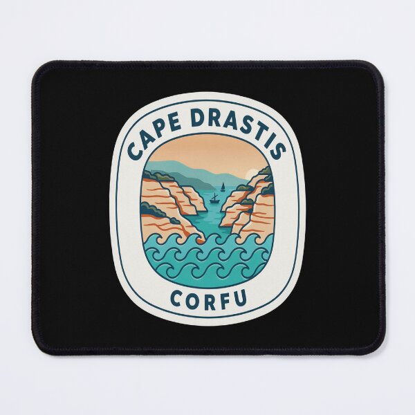 Item preview, Cape Drastis Vintage Travel Sticker – Retro Corfu Cliffside Illustration designed and sold by stickercuffs.
