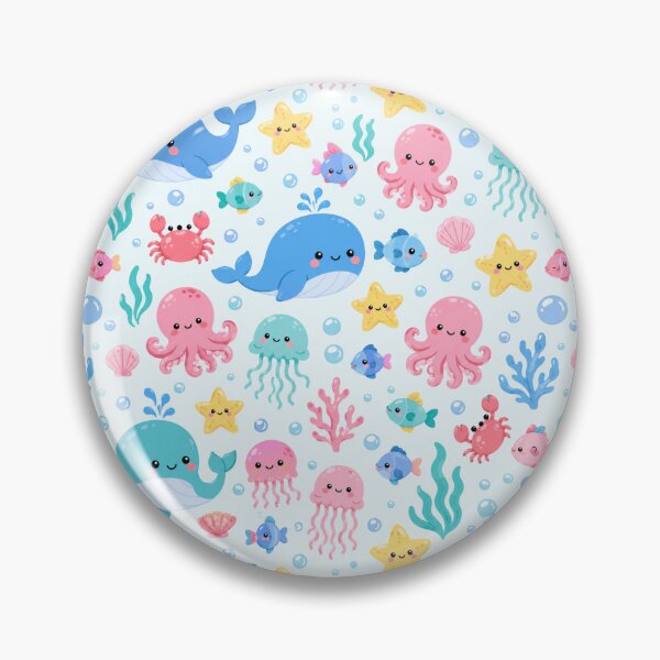 Item preview, Kawaii Ocean Sea Creature Cute Seamless Pattern Print designed and sold by Inkworksbyshery.