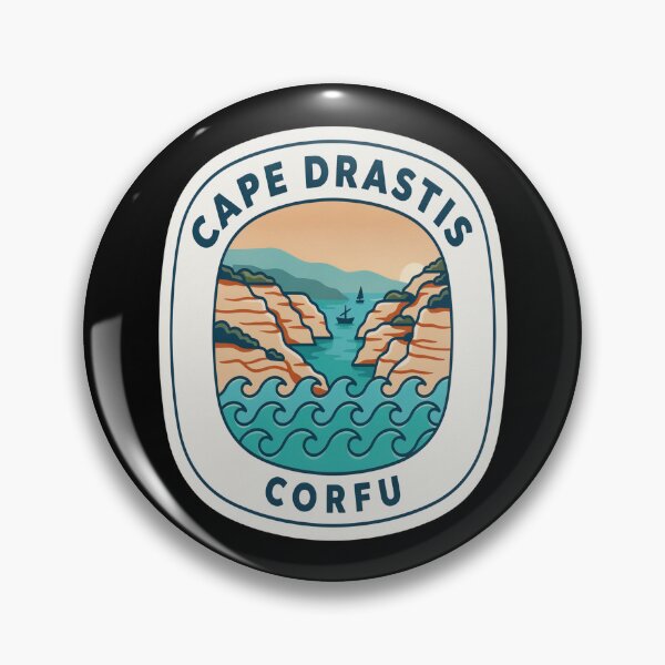 Item preview, Cape Drastis Vintage Travel Sticker – Retro Corfu Cliffside Illustration designed and sold by stickercuffs.