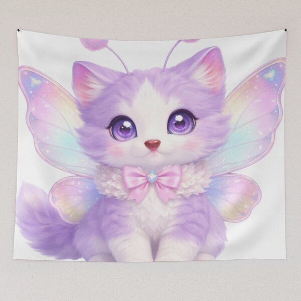 Item preview, Fairy Butterfly Cat Kawaii designed and sold by PurrfectClubArt.