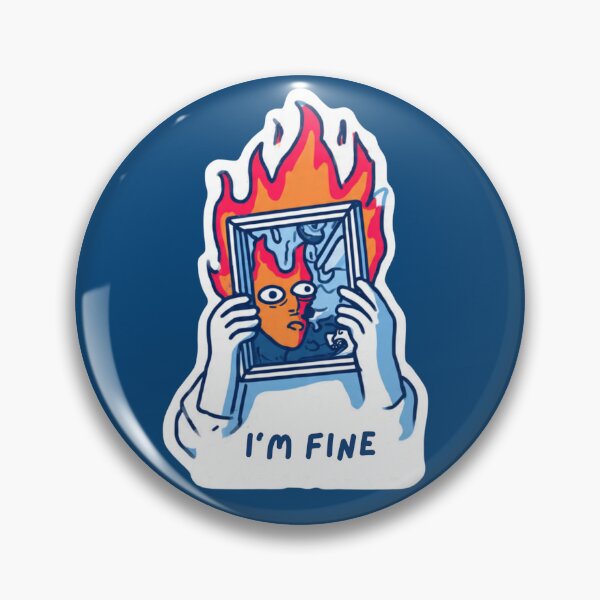 Item preview, I'm Fine Burning Mirror Dark Humor Sticker designed and sold by BooDesignStudio.