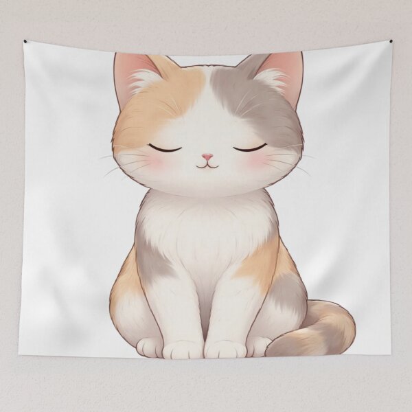 Item preview, Sleeping Calico Cat Kawaii designed and sold by PurrfectClubArt.