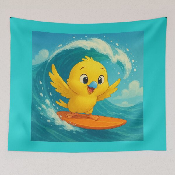 Item preview, Muckie the Budgie Rides a Wave designed and sold by LegademaArt.