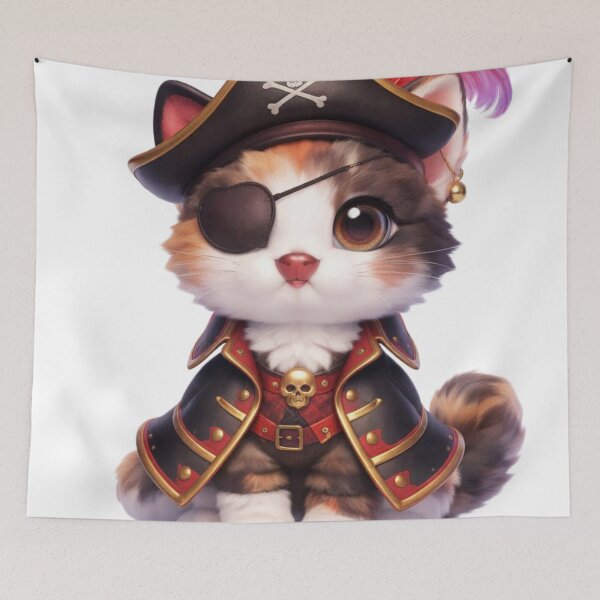 Item preview, Pirate Captain Cat Kawaii designed and sold by PurrfectClubArt.
