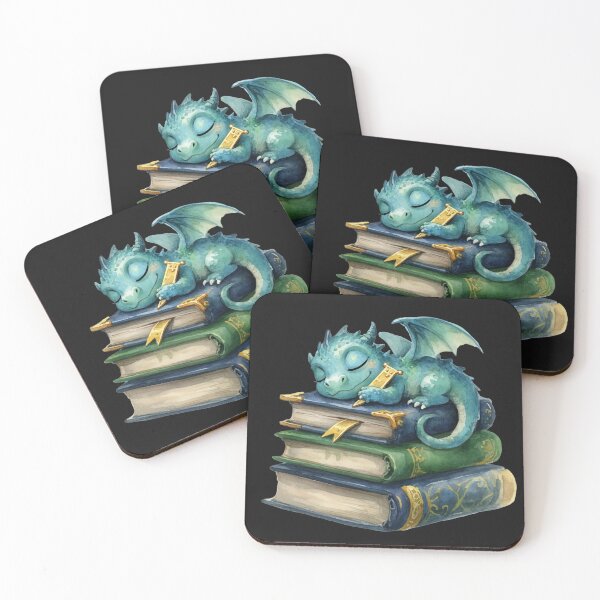 Item preview, Baby Dragon Sleeping on Books Sticker | Cozy Fantasy Book Lover Gift designed and sold by AillustriaAK.