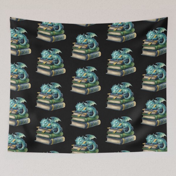 Item preview, Baby Dragon Sleeping on Books Sticker | Cozy Fantasy Book Lover Gift designed and sold by AillustriaAK.