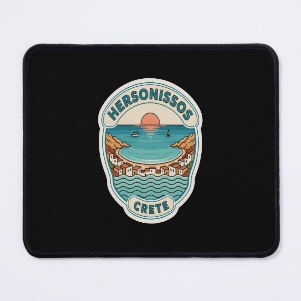 Item preview, Hersonissos Vintage Travel Sticker – Retro Crete Harbour & Cove Illustration designed and sold by stickercuffs.