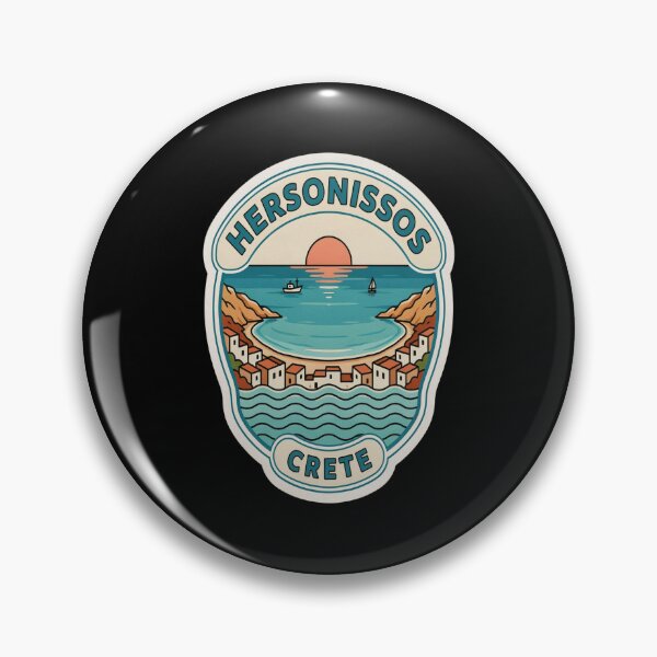 Item preview, Hersonissos Vintage Travel Sticker – Retro Crete Harbour & Cove Illustration designed and sold by stickercuffs.
