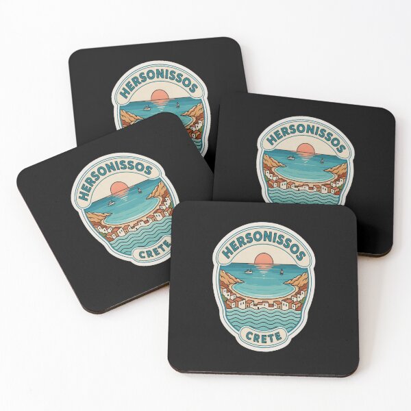 Item preview, Hersonissos Vintage Travel Sticker – Retro Crete Harbour & Cove Illustration designed and sold by stickercuffs.