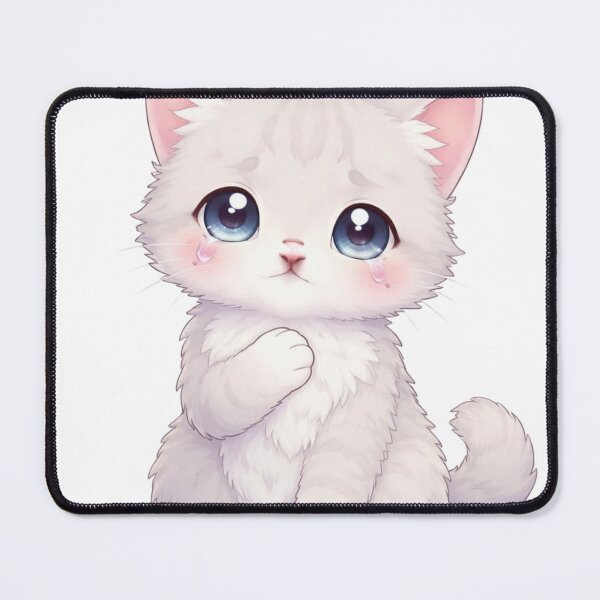 Item preview, Sad White Kitten Kawaii designed and sold by PurrfectClubArt.
