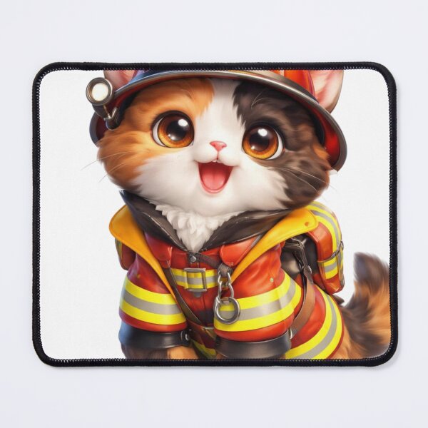 Item preview, Firefighter Cat Hero Kawaii designed and sold by PurrfectClubArt.