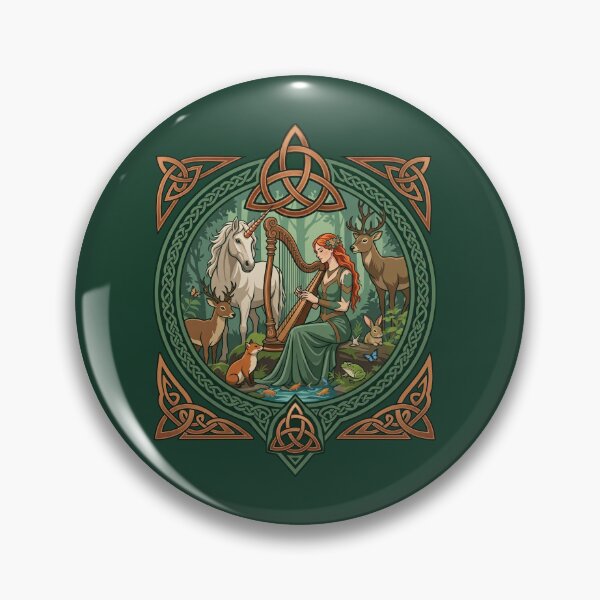 Item preview,  Celtic Trinity Knotwork Harp Playing Fantasy Forest designed and sold by TeeARTHY.