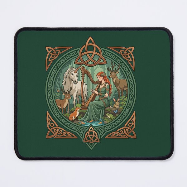 Item preview,  Celtic Trinity Knotwork Harp Playing Fantasy Forest designed and sold by TeeARTHY.