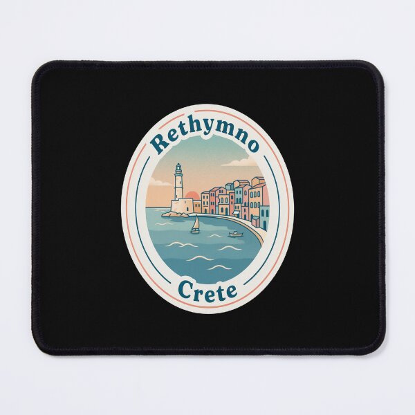 Item preview, Rethymno Vintage Travel Sticker – Retro Crete Venetian Harbour Illustration designed and sold by stickercuffs.