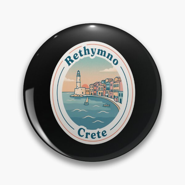 Item preview, Rethymno Vintage Travel Sticker – Retro Crete Venetian Harbour Illustration designed and sold by stickercuffs.