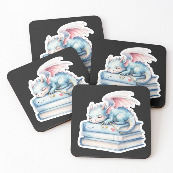 Item preview, Baby Dragon Sleeping on Books Sticker | Cozy Fantasy Book Lover Gift designed and sold by AillustriaAK.