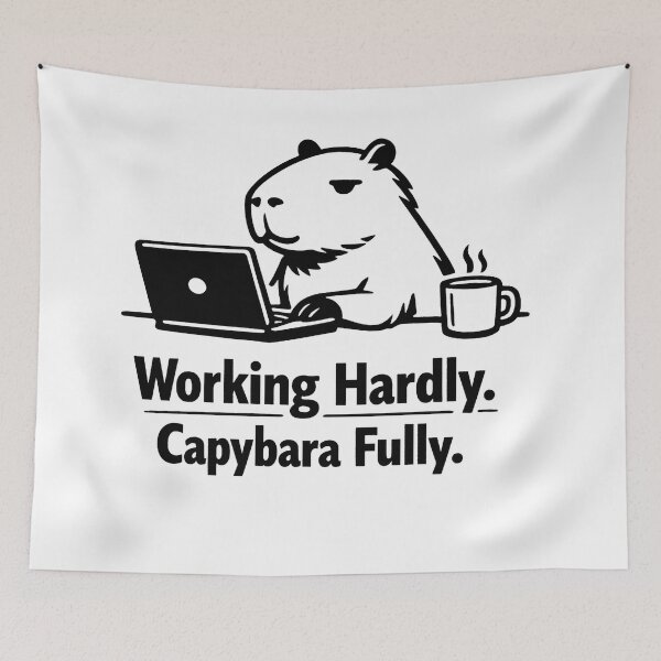 Item preview, Working Hardly, Capybara Fully – Funny Office Capybara Meme designed and sold by Jankes88.