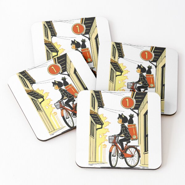 Item preview, Character - Ramen Delivery Black Cat Orange Bike designed and sold by DoodyPets.