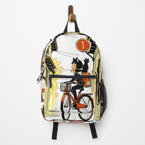 Item preview, Character - Ramen Delivery Black Cat Orange Bike designed and sold by DoodyPets.