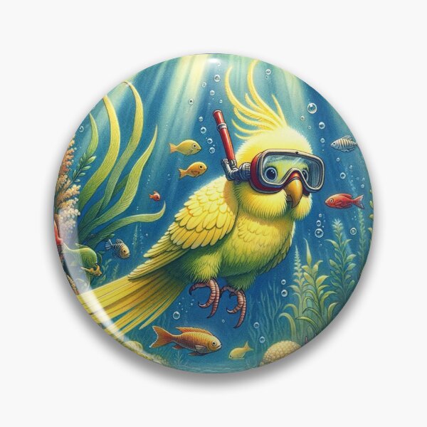 Item preview, Budgie Mucki’s Summer Holidays - Dive Through the Glowing Coral Realm designed and sold by LegademaArt.