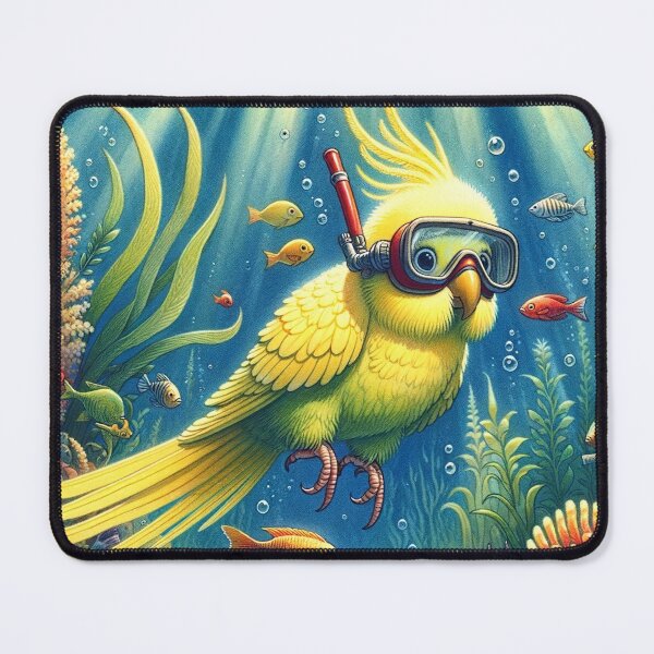 Item preview, Budgie Mucki’s Summer Holidays - Dive Through the Glowing Coral Realm designed and sold by LegademaArt.