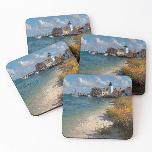 Item preview, Nantucket Lighthouse Shore Coastal Wildflowers and Sandy Beach designed and sold by daila70.