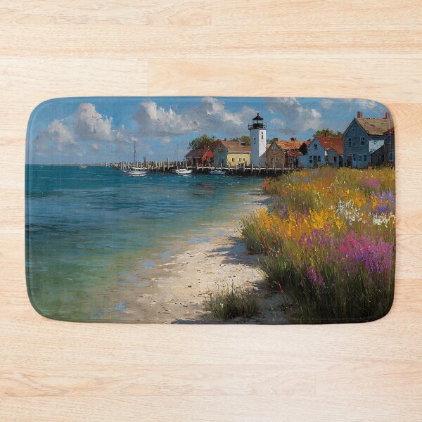Item preview, Nantucket Lighthouse Shore Coastal Wildflowers and Sandy Beach designed and sold by daila70.
