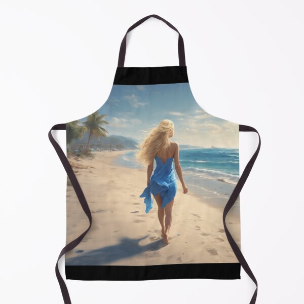 Item preview, Blonde Girl in Blue Dress Walking on Tropical Beach designed and sold by UmSkelig834.