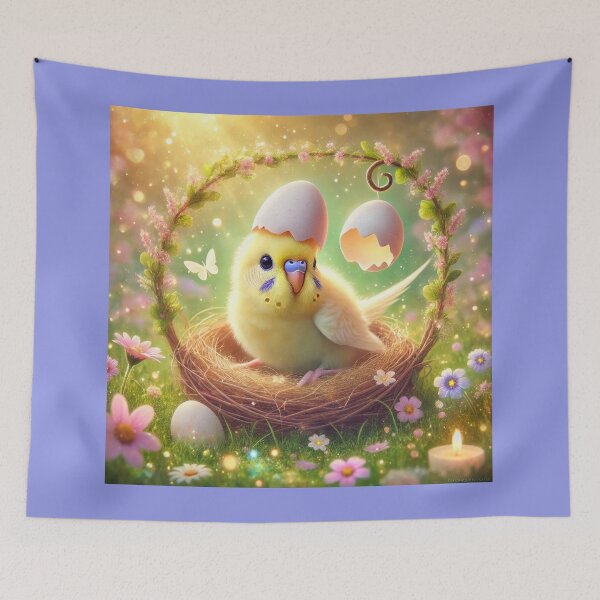 Item preview, Easter - Budgie Mucki, the Fluffy Egghead designed and sold by LegademaArt.