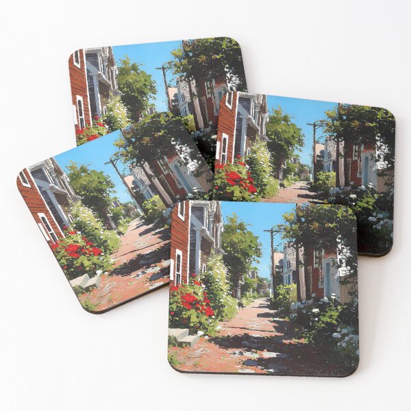 Item preview, Nantucket Brick Lane Historic Coastal Town Alley with Roses designed and sold by daila70.