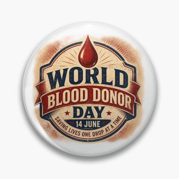 Item preview, World Blood Donor Day June 14 Vintage Badge Retro Donation Awareness Design designed and sold by MartBook.