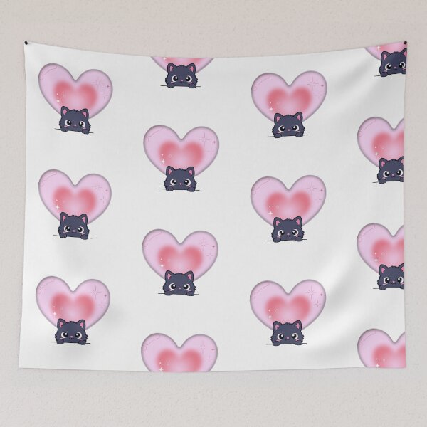 Item preview, Peeking Black Cat with Aura Heart designed and sold by BileyStudios.