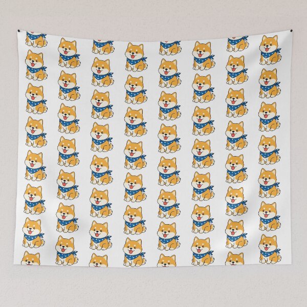 Item preview, Happy Shiba Inu Puppy Blue Bandana designed and sold by Anne97s.