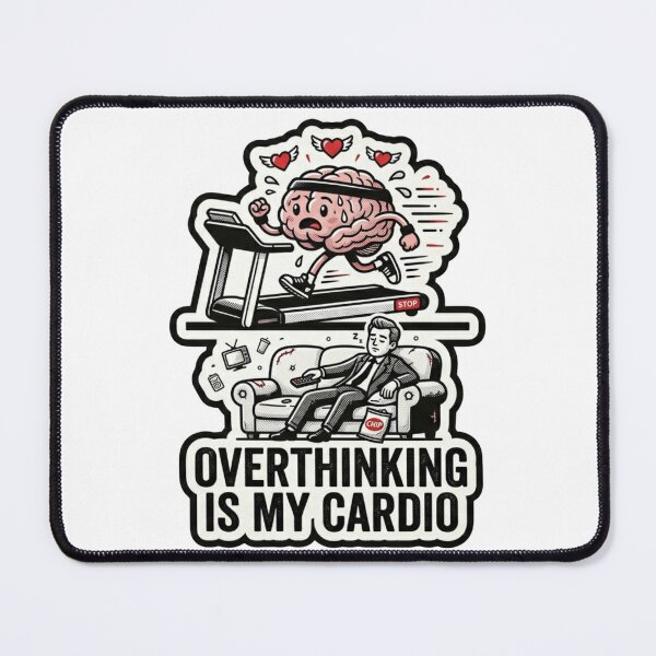 Item preview, Overthinking Is My Cardio Funny Brain Sticker designed and sold by BooDesignStudio.