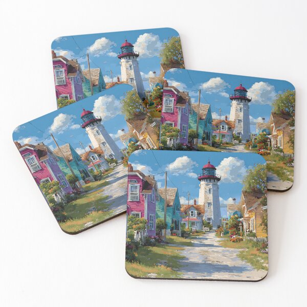 Item preview, Colorful Nantucket Street Lighthouse Village Path with Summer Cottages designed and sold by daila70.