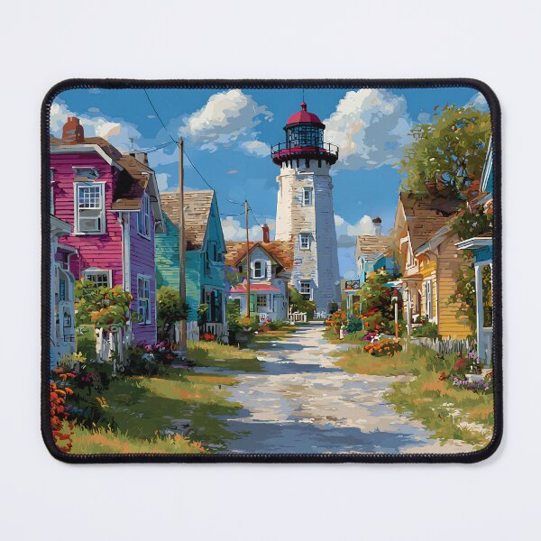 Item preview, Colorful Nantucket Street Lighthouse Village Path with Summer Cottages designed and sold by daila70.