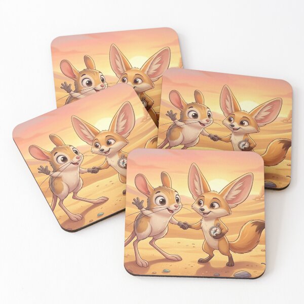 Item preview, Desert Adventure Pals: Jerboa and Fennec Fox Sunset Art Print designed and sold by AirCrayons27.