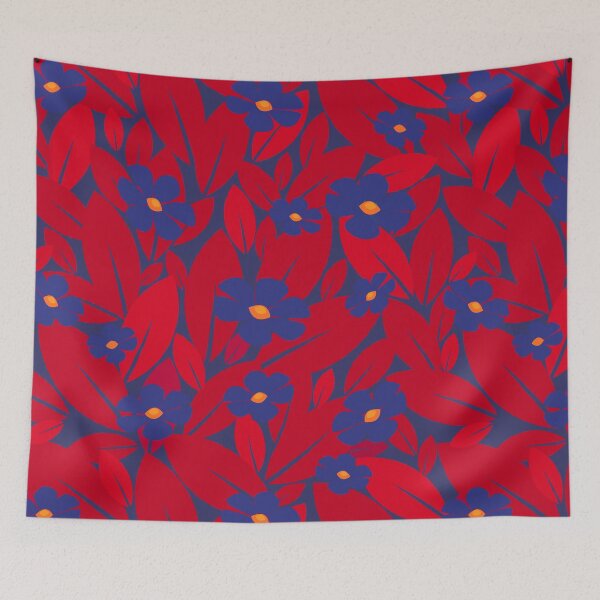 Item preview, Red-blue floral pattern designed and sold by Yaroslav Pronyuk.